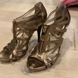 Gold Michael Kors zip up heels